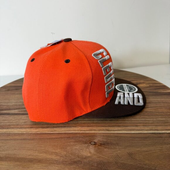 Cleveland Browns Snapback Hat Embroidered Logo Cap Big C Orange Brown New Tags - Picture 4 of 16
